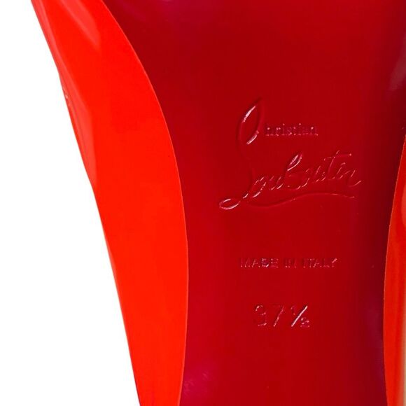 Christian Louboutin Sporty Kate 85 Patent Pumps Sunrise Orange Size 37.5 Heels - Picture 13 of 14